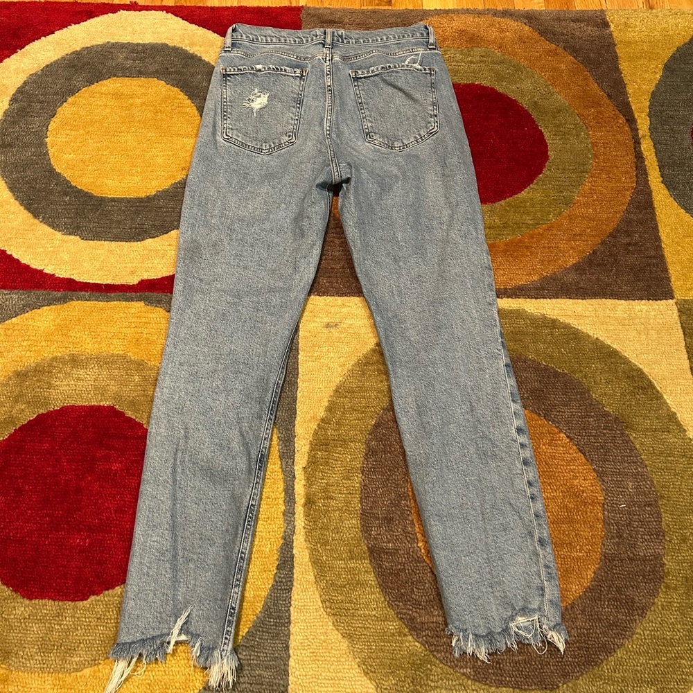 AGOLDE Nico High Rise Slim Jeans Frayed Bottom in Rooted Button Fly Size 28